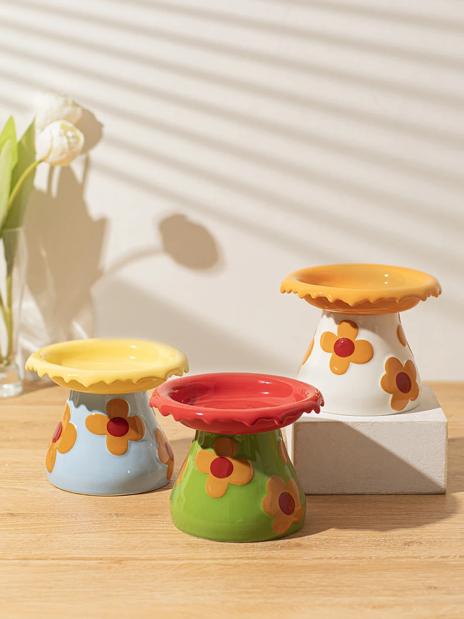 

Ceramic Cat Bowl Cat Drinkers Puppy Dog Food And Water Snack Bowl For The Cat Elevated Cat Feeder Cat Accessories Pet Supplie