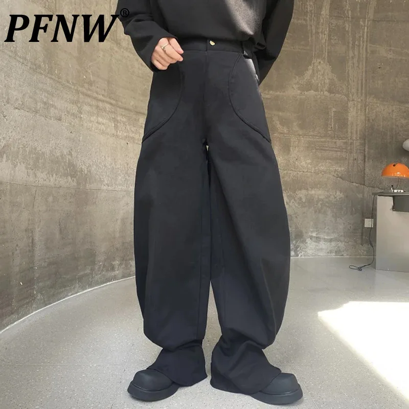 

PFNW New Chic Men's Pants Personality Male Korean Style Casual Solid Color Pocket Lantern Leg Trousers Autumn 2024 9C4002