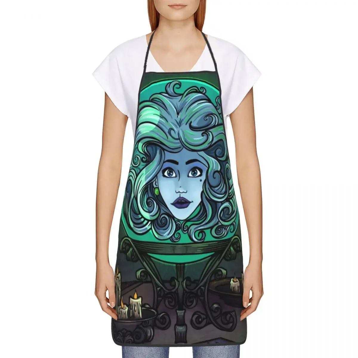 Madame Leota Haunted Mansion Apron for Women Men Unisex Bib Halloween Kitchen Cooking Tablier Cuisine Chef Baking