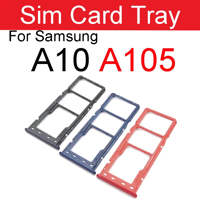 SIM Card Tray Holder For Samsung A10 A105 A105F A105G A105FN Dual Single   Sim Card Adapter Scoket Replacement Parts