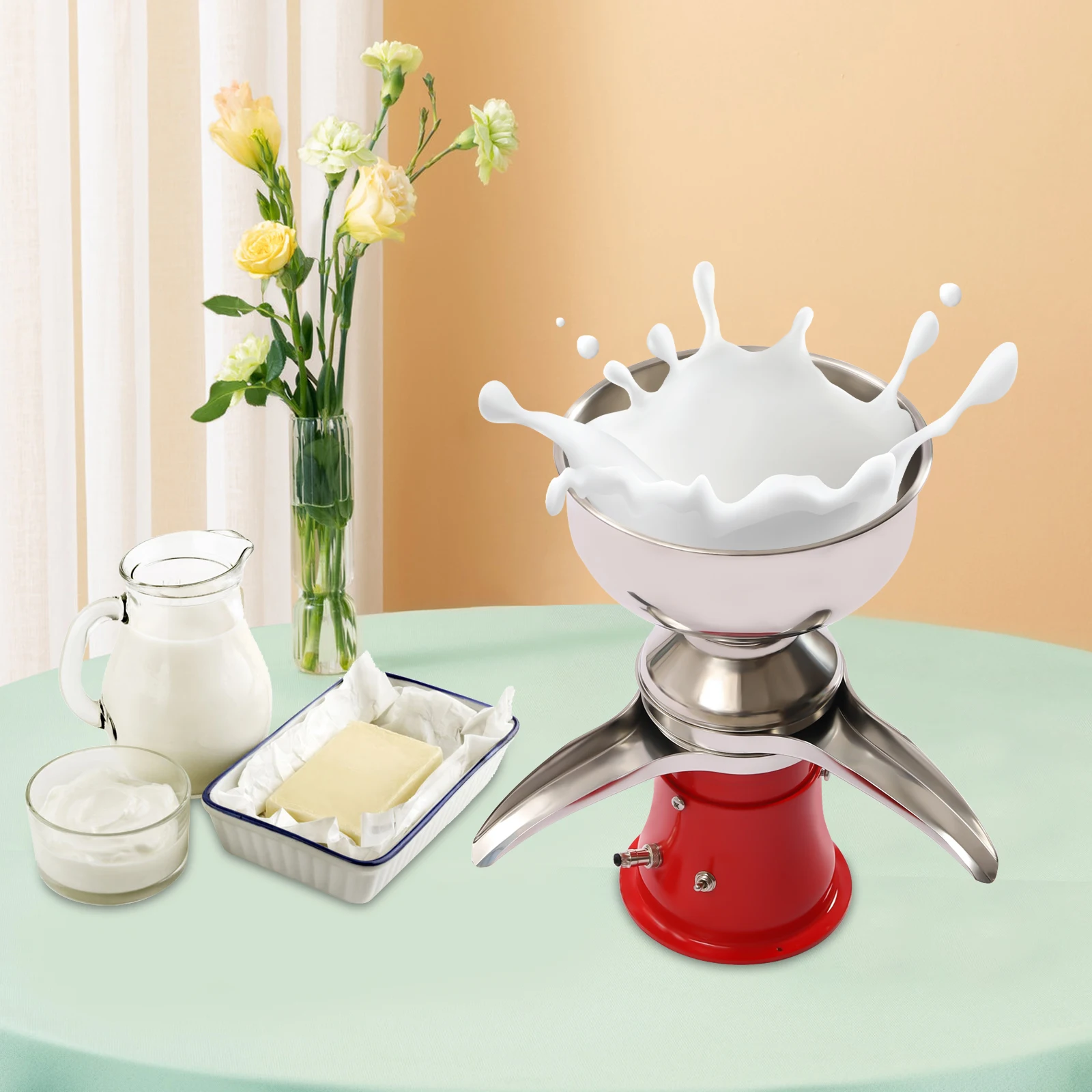 Electric Milk Cream Separator 13.2 Gallons/h Stainless Steel Centrifugal Skimmer Household Butter Milk Skimming Machine