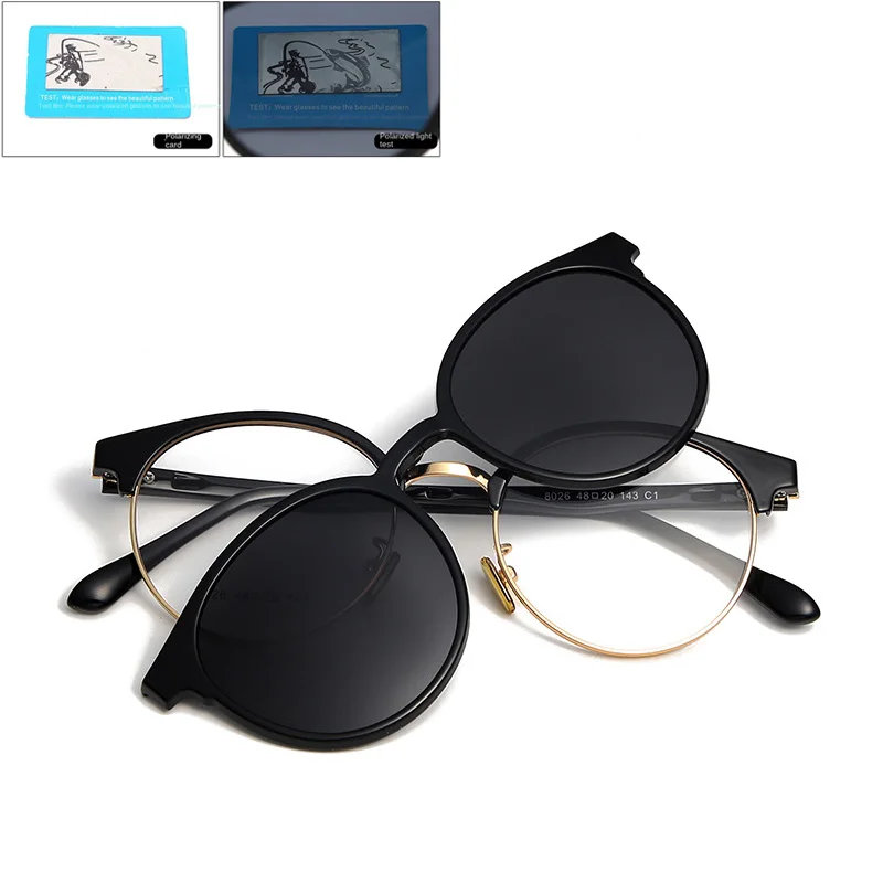 

Transparent Polarized Clips Oval Frame Sunglasses Cycling Mmirror Multiple Clip-On Glasses Dazzling Fashion Sunglasses Myopia