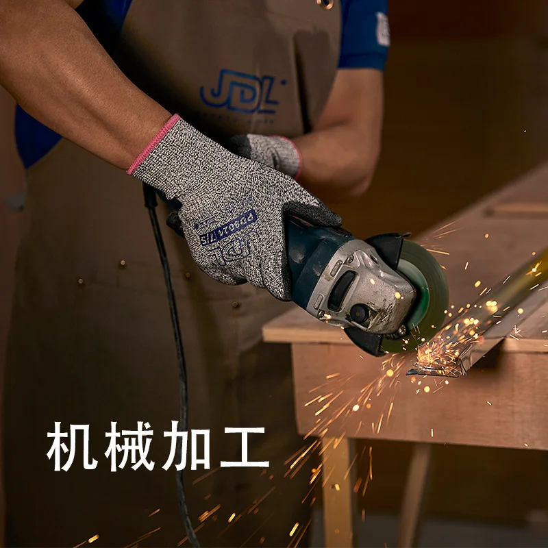 B-grade cut-resistant work gloves, featuring wear , slip , and puncture resistance, with PU coating for enha