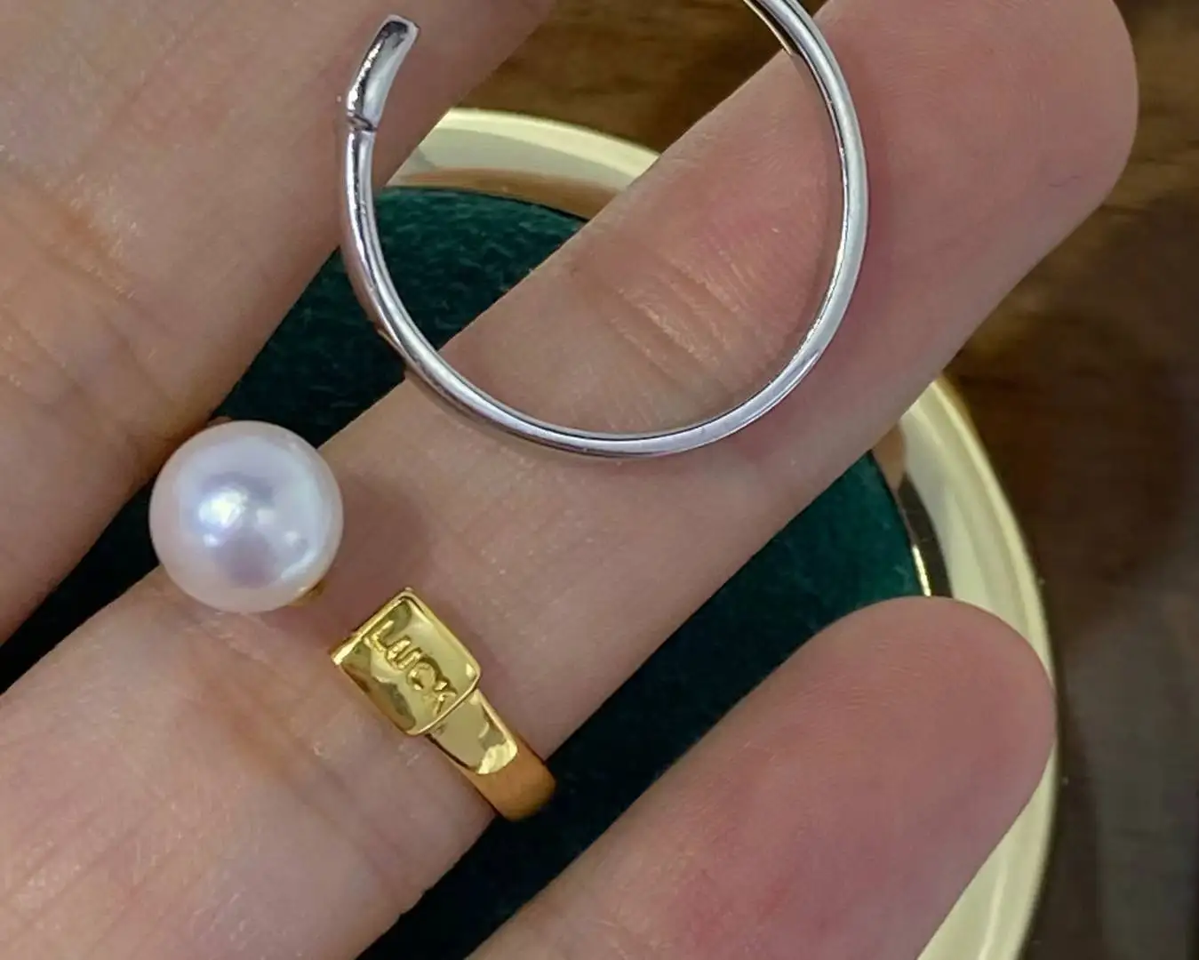 S925 Sterling Silver Adjustable Ring Mount Settings Findings Mountings Accessory Parts Fittings for 5-7mm Pearls 5pcs/lot