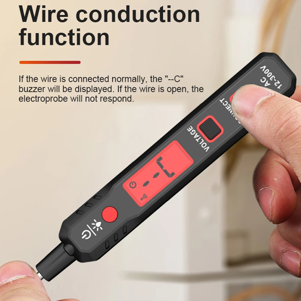 HT89 Voltage Detector Pen Contact Test Pen High Sensitivity Induction AC Voltage Tester With Backlight LCD Sound Light Alarm