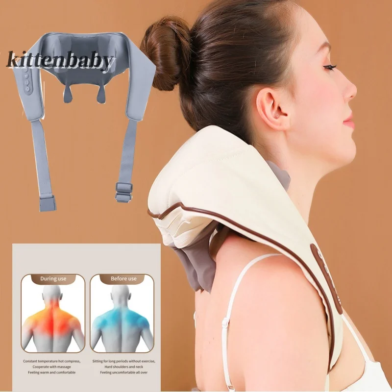 Kittenbaby Neck And Shoulder Massager Wireless Shoulder And Back Kneading Massage Shawl Neck Masajeador Relaxer