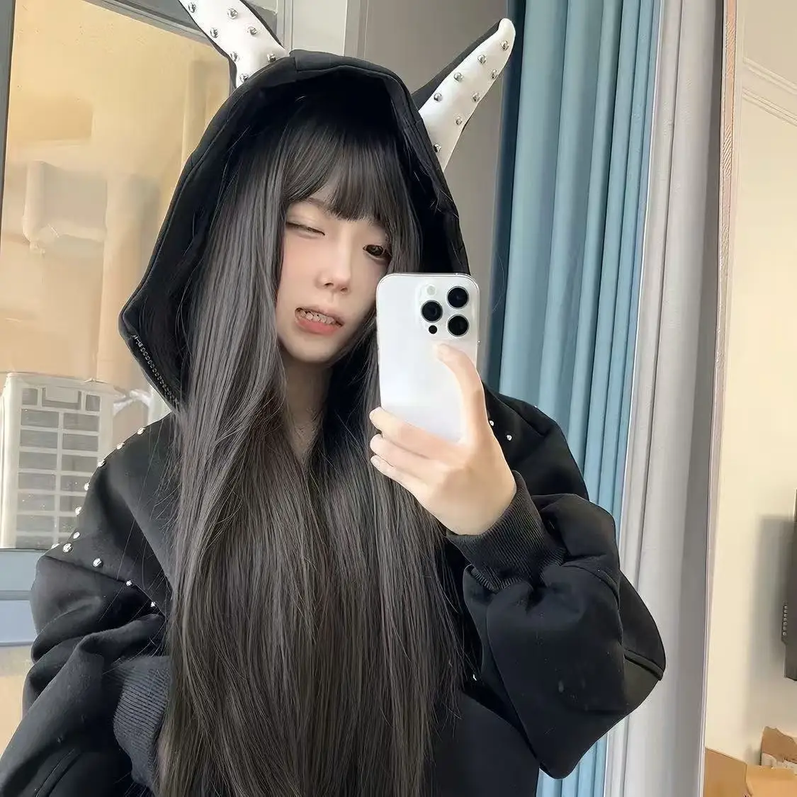 เสื้อฮู้ดซิปสไตล์ฮิปฮอปสตรีทแฟชั่น ดีไซน์หมุดหูใหม่ ทรงหลวม ใส่ได้ทั้งผู้หญิงและผู้ชาย