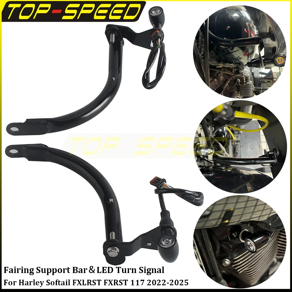 

For 2022-25 Harley Softail FXLRST 117 Low Rider ST EI Diablo FXRST Motorcycle Fairing Support Rod Support Bracket W/ Turn Signal