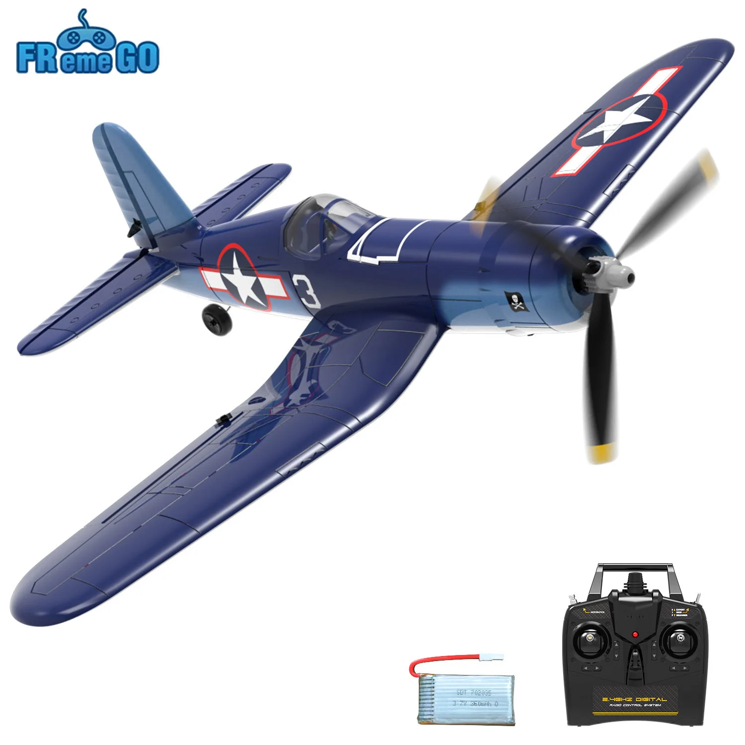 F4U Corsair RC 비행기, 원 키 곡예 비행 RTF 리모컨 항공기, 어린이 장난감 선물, 2.4Ghz, 4CH, 400mm 윙스팬 