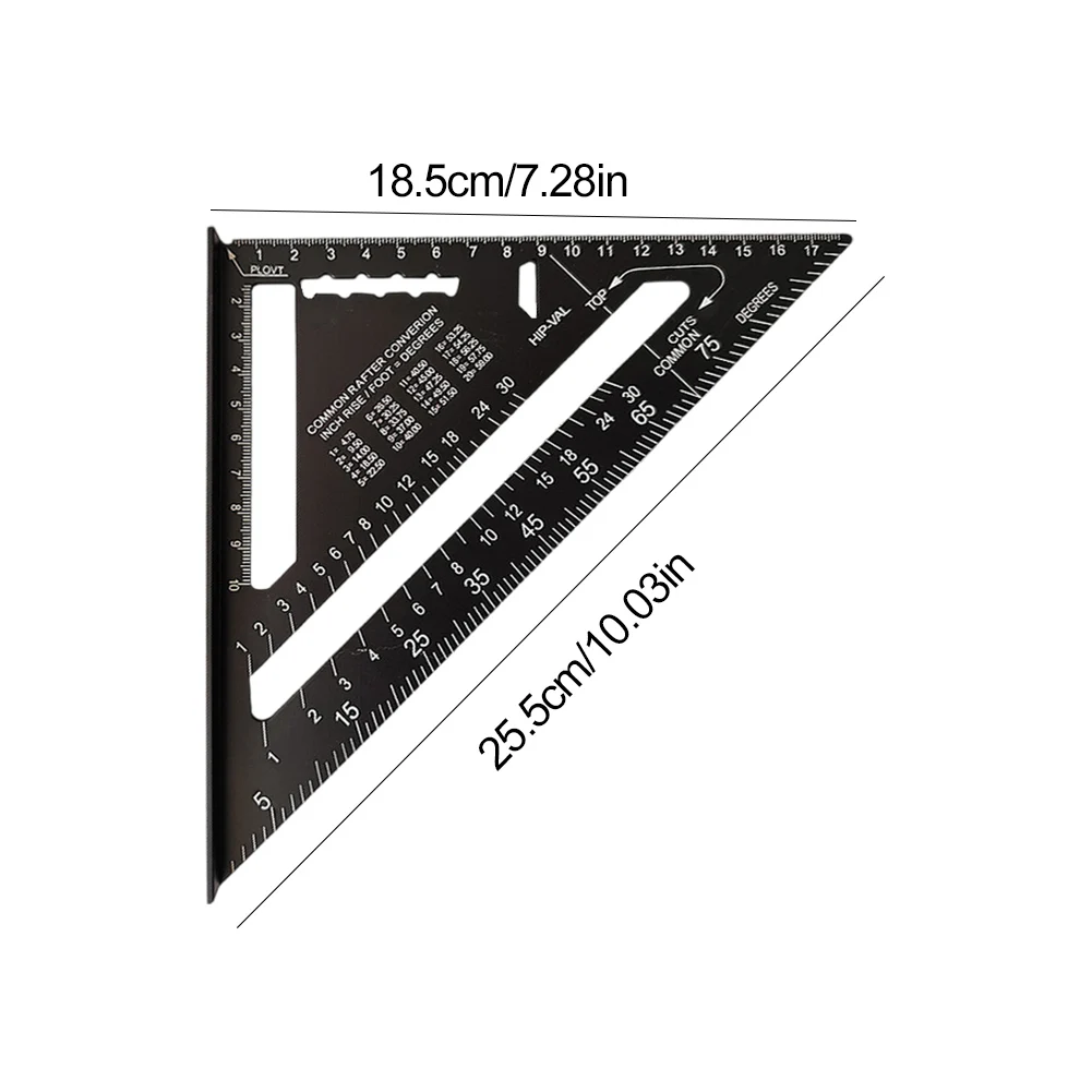 Penggaris Segitiga 7 inci, alat tukang kayu penggaris persegi kecepatan aluminium Aloi sudut persegi presisi tinggi
