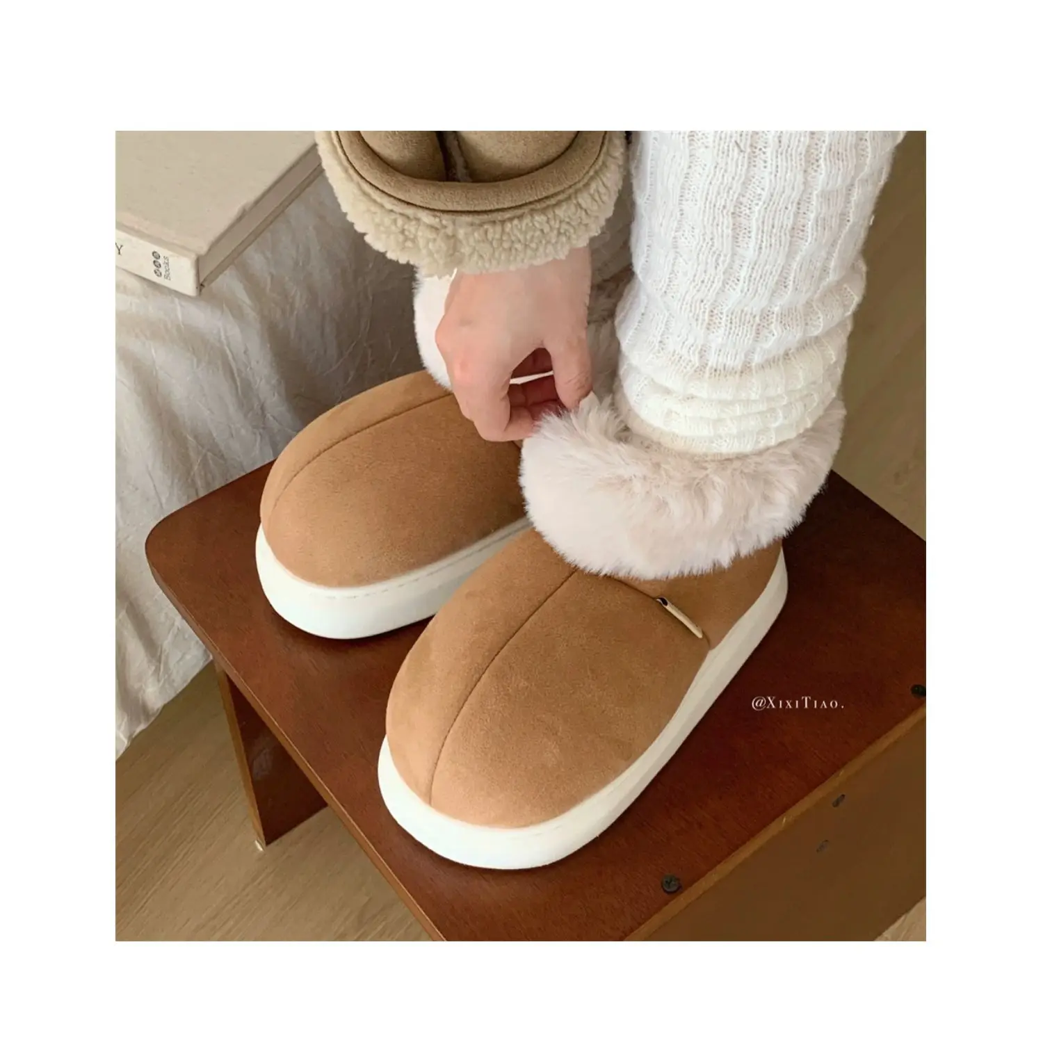 Comwarm Winterstiefel für Damen, flauschig, mit warmem Plüschfutter, Baumwollstiefel, neue Outdoor-Schneestiefel, rutschfeste, dicke Sohle, Damenschuhe – Detail 17