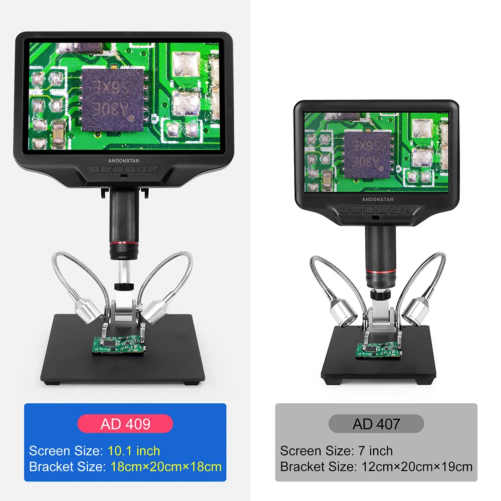 Imagem -02 - Microscópio Digital Hdmi Microscópio Eletrônico para Solda Pcb 101 Tela Lcd 300x Usb Andonstar-ad409