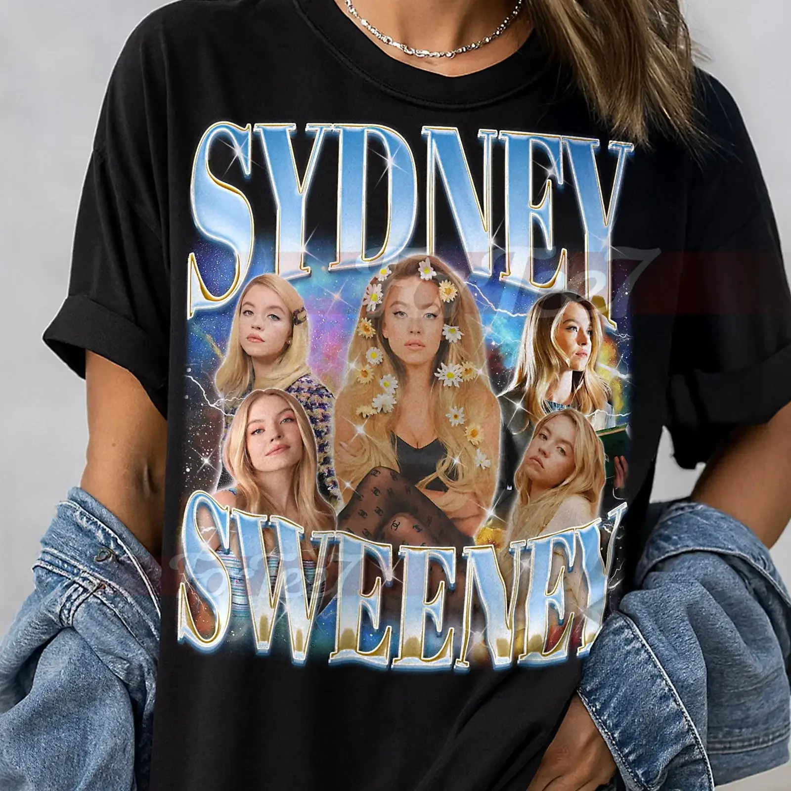 SYDNEY SWEENEY T Shirt Vintage Retro 90s Bootleg saf vintage Washed homme Top For Everyday Wear Breathable streetwear Versatile