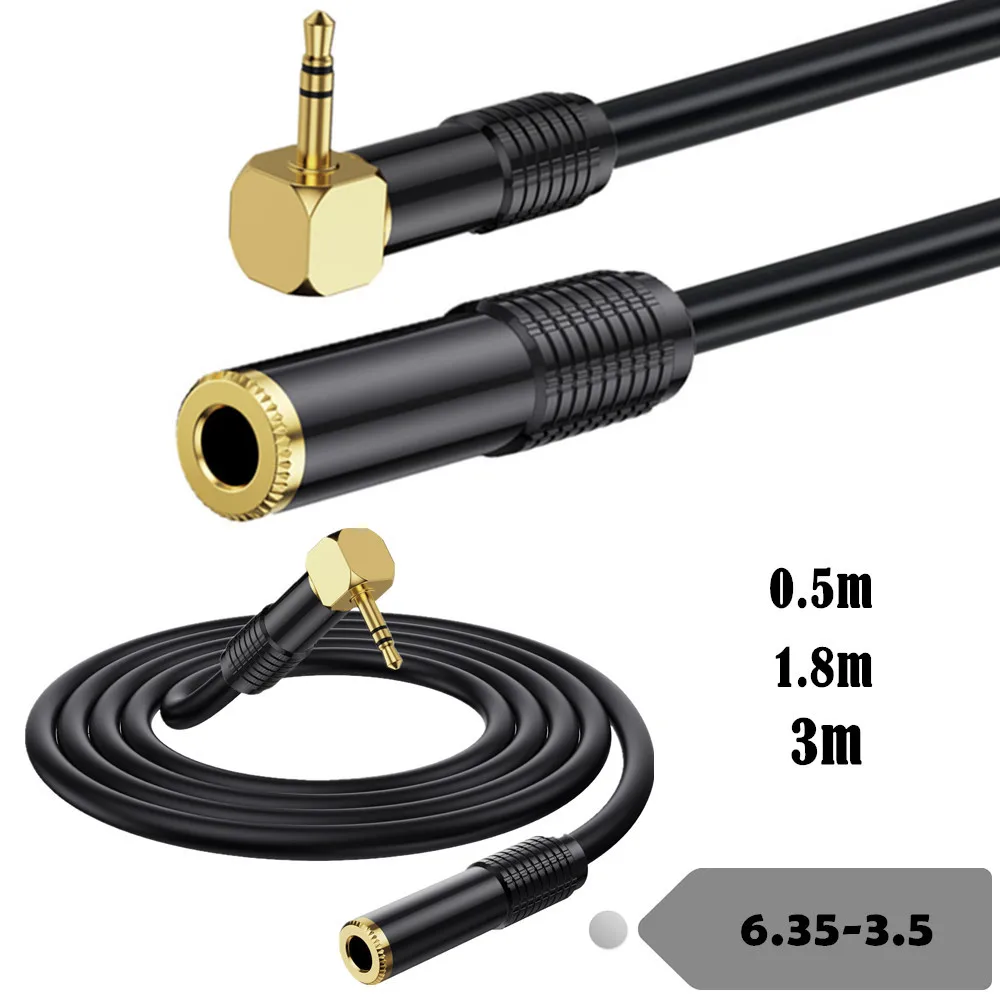 6.35mm Female to 3.5mm Male Plug Jack Stereo Hifi Mic Audio Extension Cable