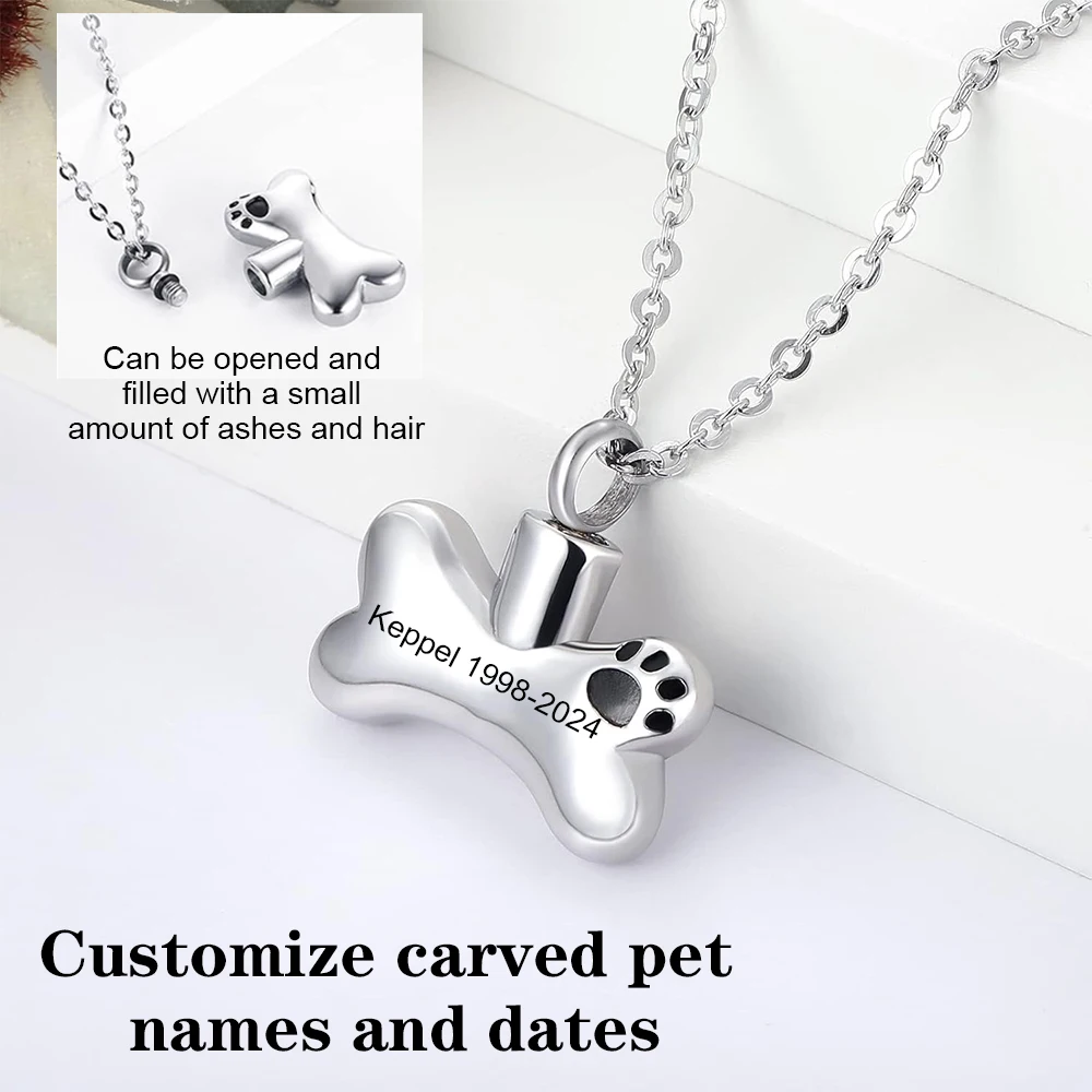 Personalized Ash Necklace for Dog,Custom Text Pet Ashes Necklace,Dog Ashes Keepsake Necklace,Pet Cremation jewelry ash