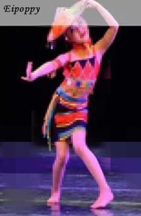 أزياء رقص للأطفال ، رقص داي ، ملابس خيزران المطر ، قبعات خصر زهور