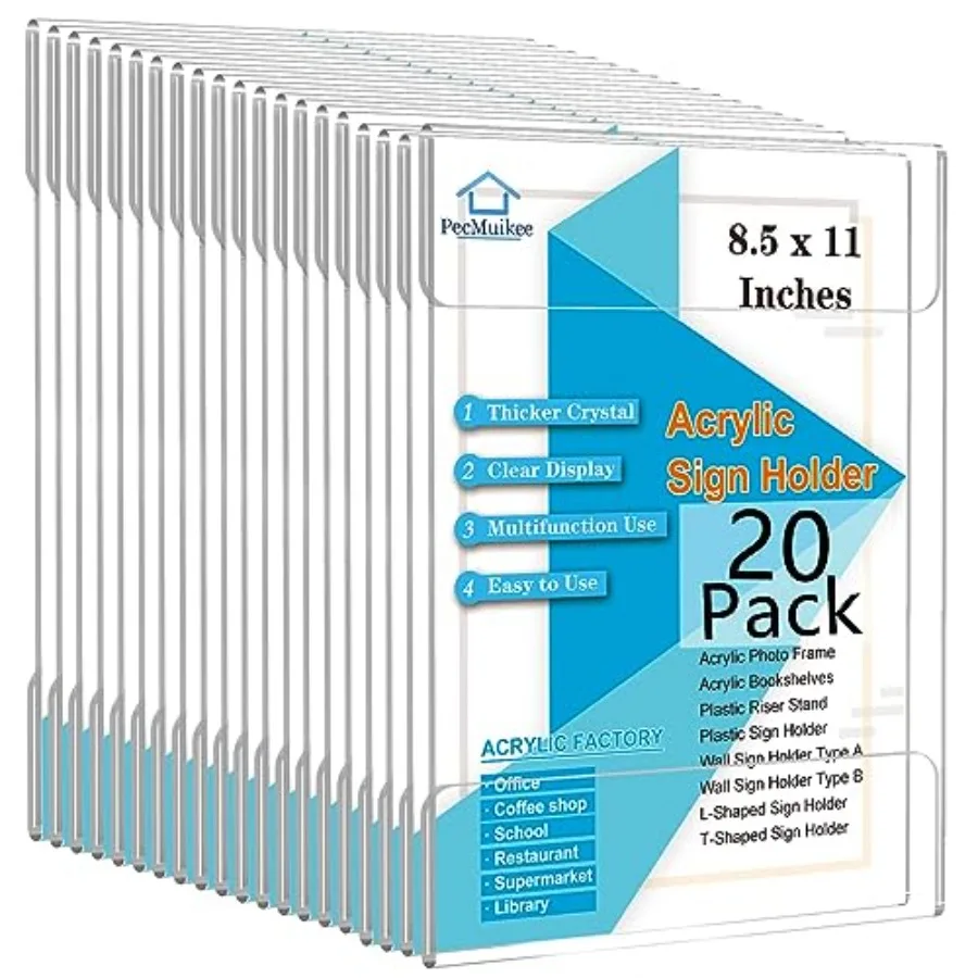 

Акриловый держатель для вывесок 8.5x11 без сверления, настенный, с пластиковой рамкой для бумаги и лентой 3M для ресторанов