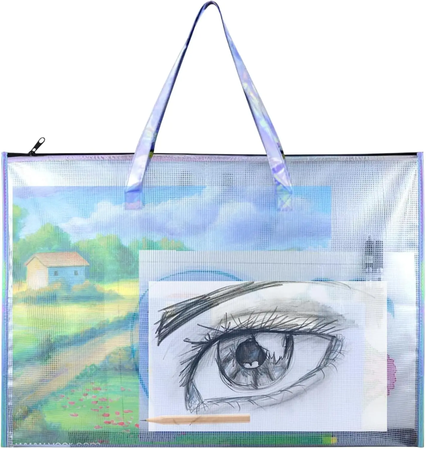 

Large Clear Mesh Vinyl Bag 19x25in Waterproof Art Storage for Posters Charts