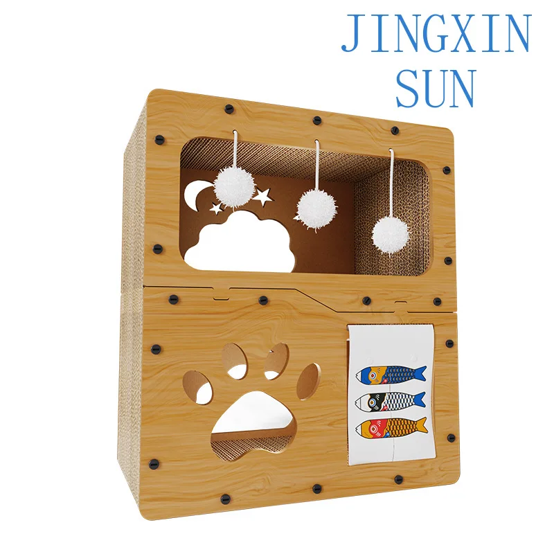 Wholesale new double-layer corrugated paper cat scraper wear-resistant pet house animal pattern cartoon square