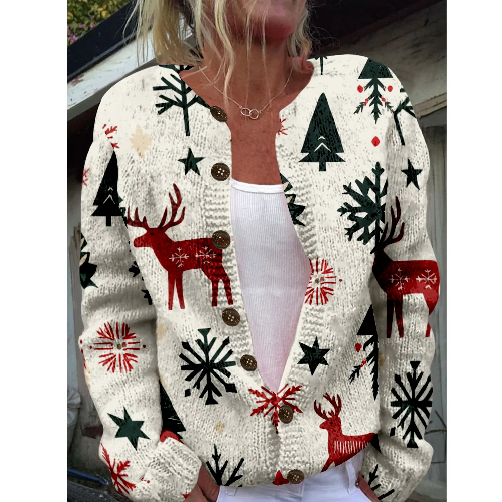 

Autumn Winter Knitted christmas Cardigan Sweater Streetwear Women Sweaters Knit Top Casual Cool Jumpers Fashion