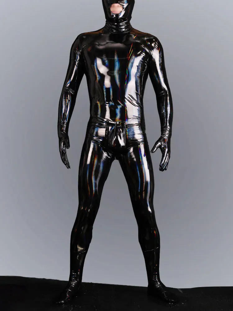 Cosplay Homme de Ménage Latex D'ammoniac Catsuit PVC Hommes Costumes Club Zentai Haute Élastique Brillant Corps Entier Bodywear Shapewear Plus Sexy Mâle