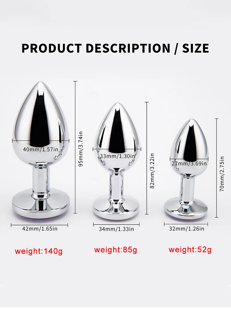 3 Size 5 Styles Anal Plug Smooth Metal Stainless Steel Cute Crystal Butt Plug Stimulator Sex Toys For Couple Games BDSM Kit Plus