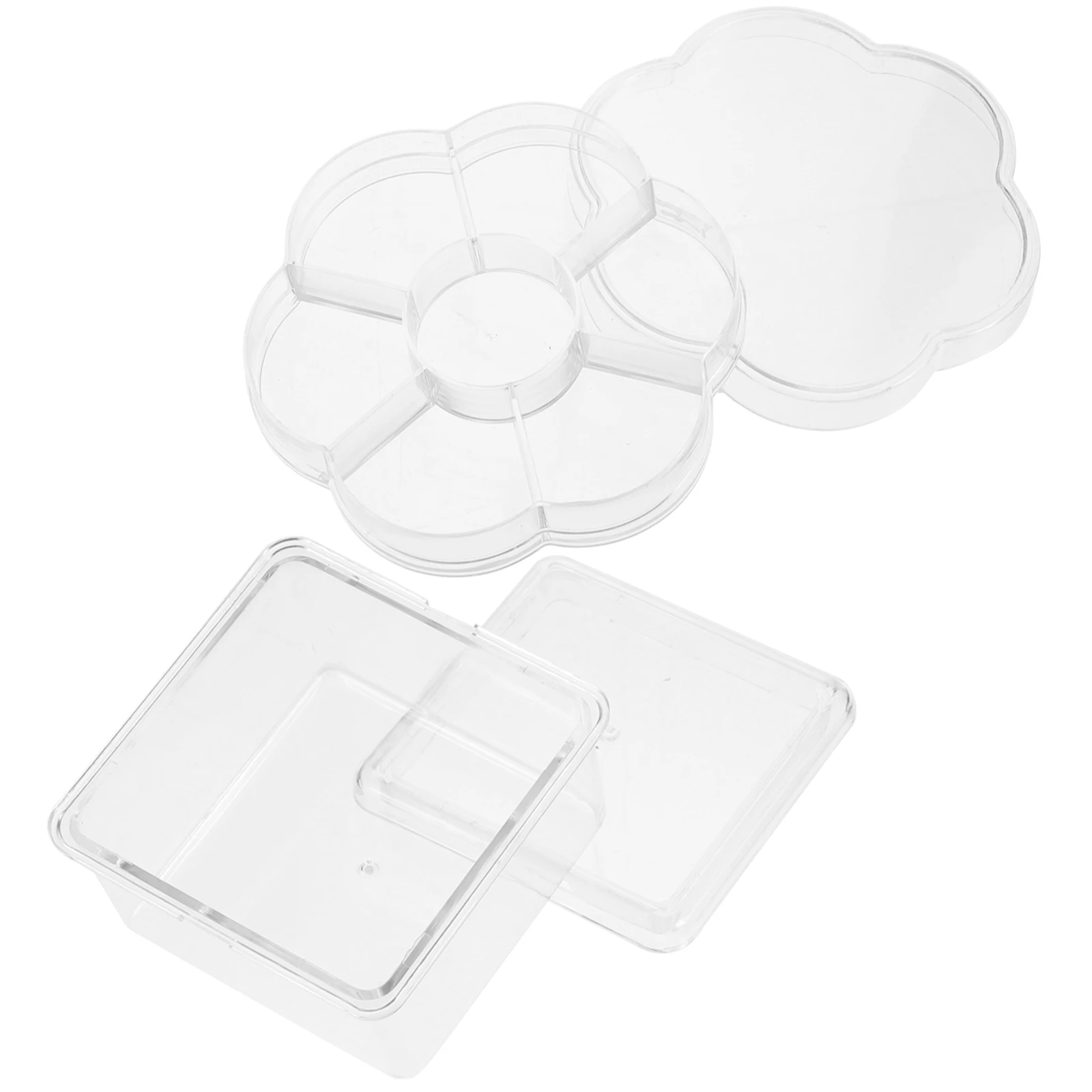 

2pcs Ear Studs Storage Box Acrylic Clear Jewelry Containers Paperclip Holder Office Travel Cute Small Boxes Ring Beads ganizer