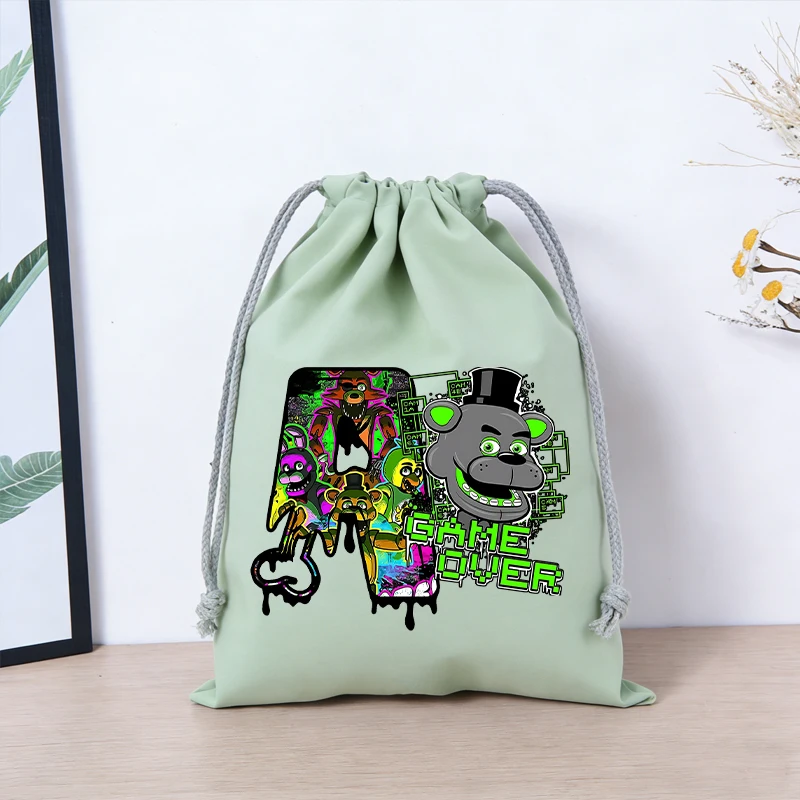 Fnafs Bundle Pocket Large Capacity Portable Storage Bag Cartoon Handbag Jewelry Velvet Bag Fashion Anime Drawstring Bag Gift