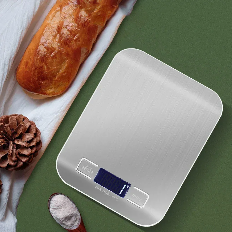 Rechargeable Kitchen Scale LCD Display 5kg/10kg Food Scale Stainless Steel Electronic Scale For Baking Cooking Tool view 3