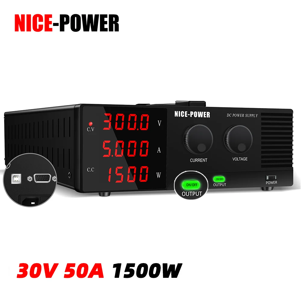 NICE-POWER R-SPS3005 Laboratory DC High Power Supply 300V 5A 1500W With Output ON/OFF USB/RS-232/RS485 Optional For Industrial