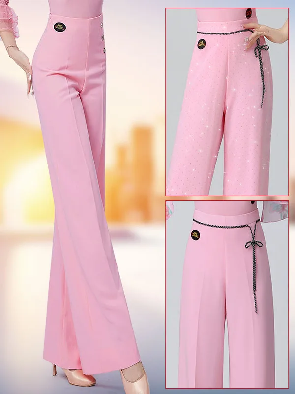 pink-modern-dance-pants-women's-straight-leg-latin-dance-pants-no-ironing-required-modern-dance-collection-sport-fitness