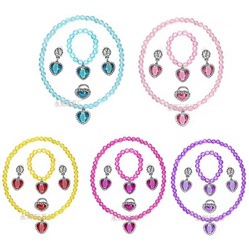 5 قطع/ديزني الأميرة قلادة مجموعة الاطفال لطيف الأميرة سوار حلقة أقراط المجمدة إلسا الأميرة اكسسوارات هدية عيد ميلاد