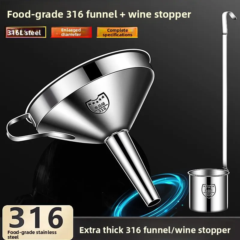 Embudo de Cocina de Acero Inoxidable 316 de Grado Alimenticio, Diámetro Pequeño con Filtro de Malla, para Verter Aceite, Vinagre, Vino y Mosto de Uva