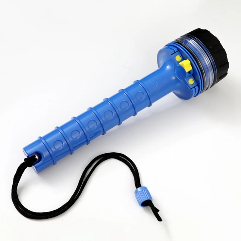 Scuba Diving Light Underwater Waterproof LED Diving Light Long Shot Salvage Light Professional Powerful Flashlight, Blue