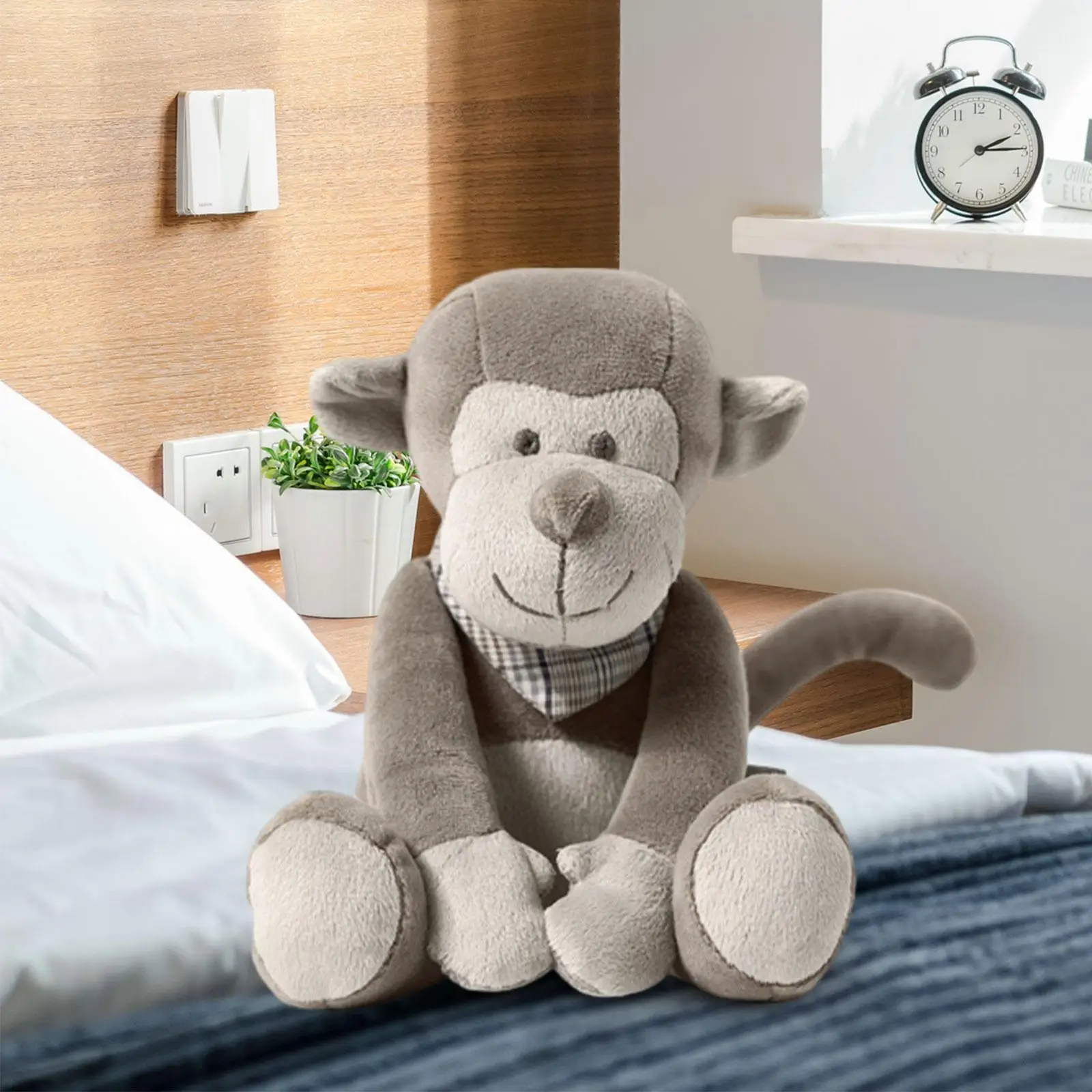 Monkey Plush Toy with Scarf Huggable Stuffed Animal Toys Cute Accompany Sleep