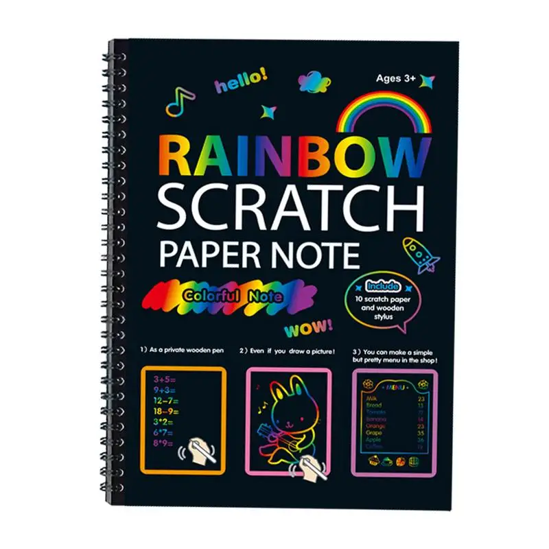 Kids Scratch Notes Art Rainbow Scratch Paper Art Set Mini Notes Stocking Stuffers Children Art Crafts DIY Paper Craft Arts For 3