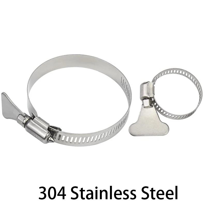 6mm-311mm 304 Stainless Steel Hand Thumb Tight Pipe Clip Fuel Line Swivel Drive Hose Worm Gear Lathedog Clamp Hoop