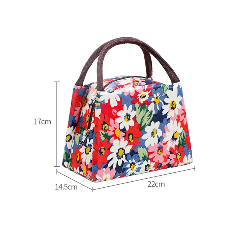 Flores Almoço Térmico Jantar Sacos para Mulheres e Crianças, Refrigerador, Pacote Isolado, Café da Manhã, Porta de Comida, Bolsas, Bento Acessórios,