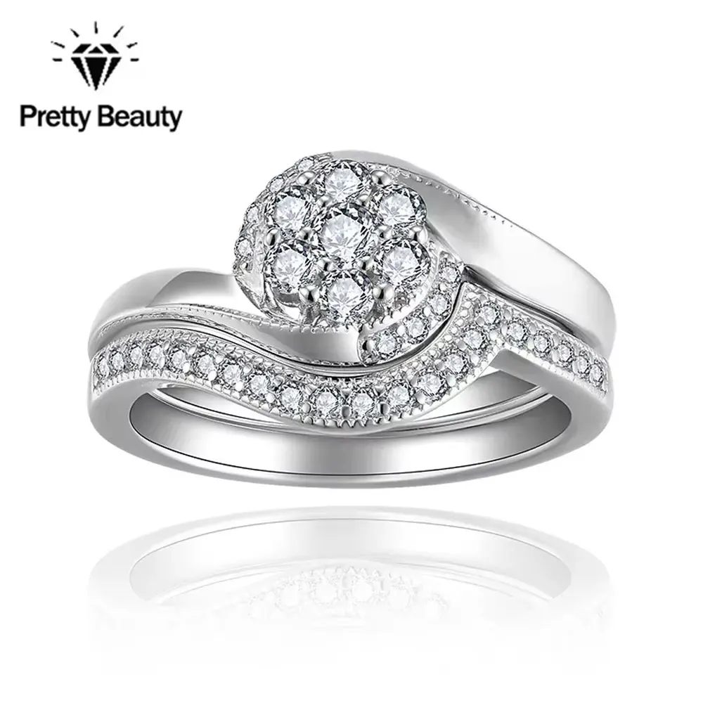 

Pretty Beauty S925 Silver Moissanite Wedding Band with Stackable Diamond Ring Enhancer for Women White Gold Plated Fine Jewelry