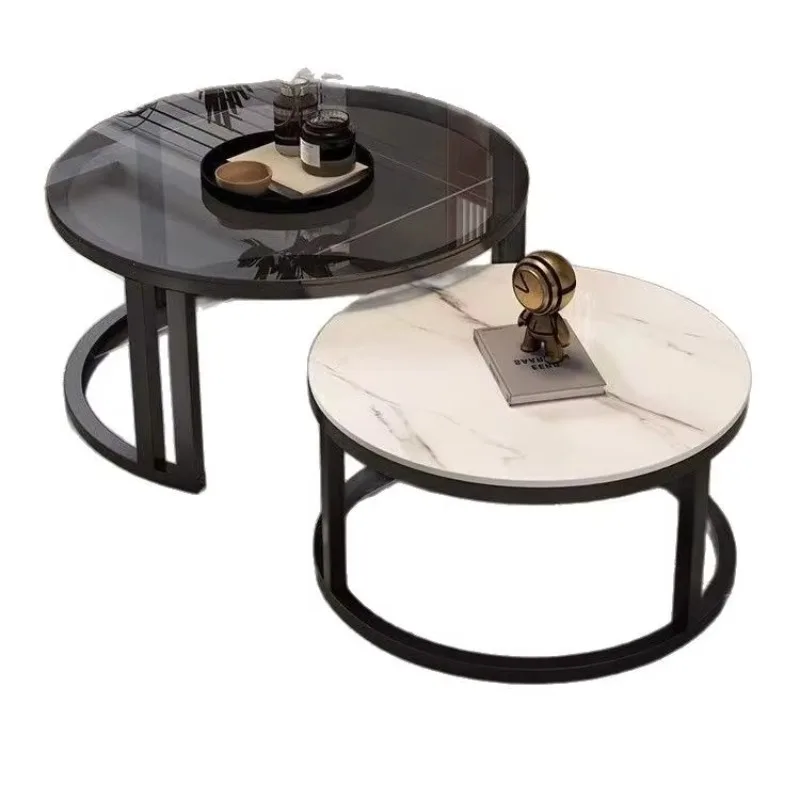 

Modern minimalist glass coffee table, stainless steel corner table, home hotel, living room furniture