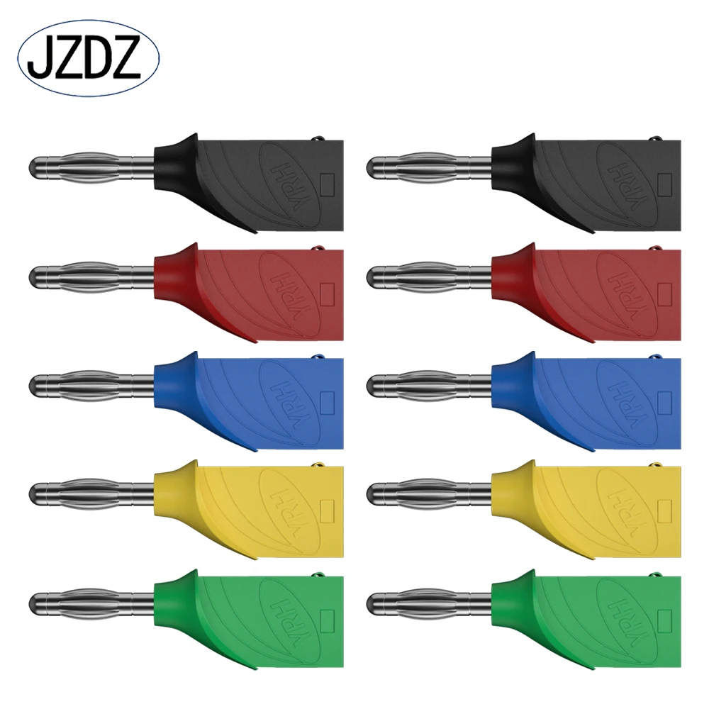 JZDZ10PCS 4MM Stackable Banana Plug Copper Nickel Plated Soldering Electrical Connector DIY Tools J.10033