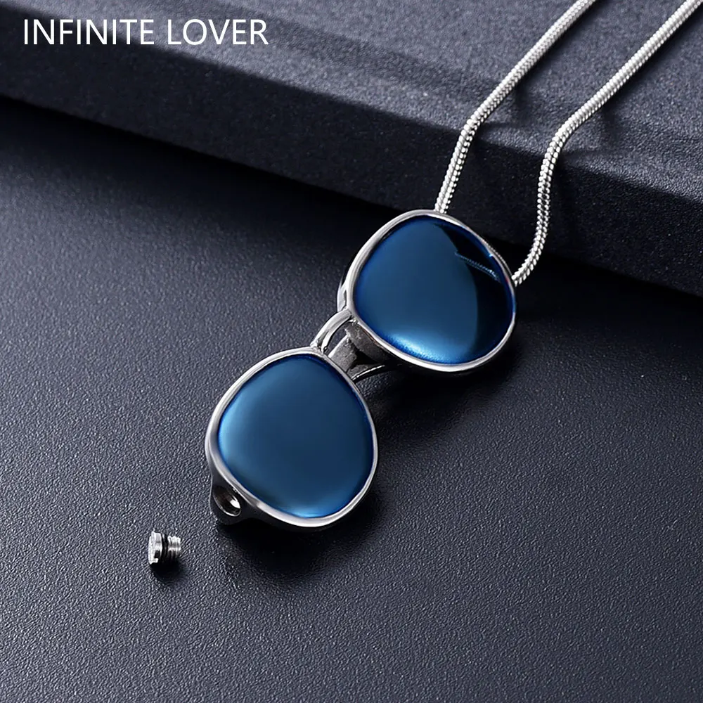 

IJD10535 Fashion Sunglass Cremation Keepsake Urn Pendant Funeral Memorial Ashes Pendant For Loved One Mini Colored Glasses Humen