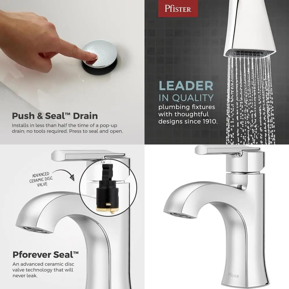 

Polished Chrome Vaneri Single Handle Bathroom Sink Faucet