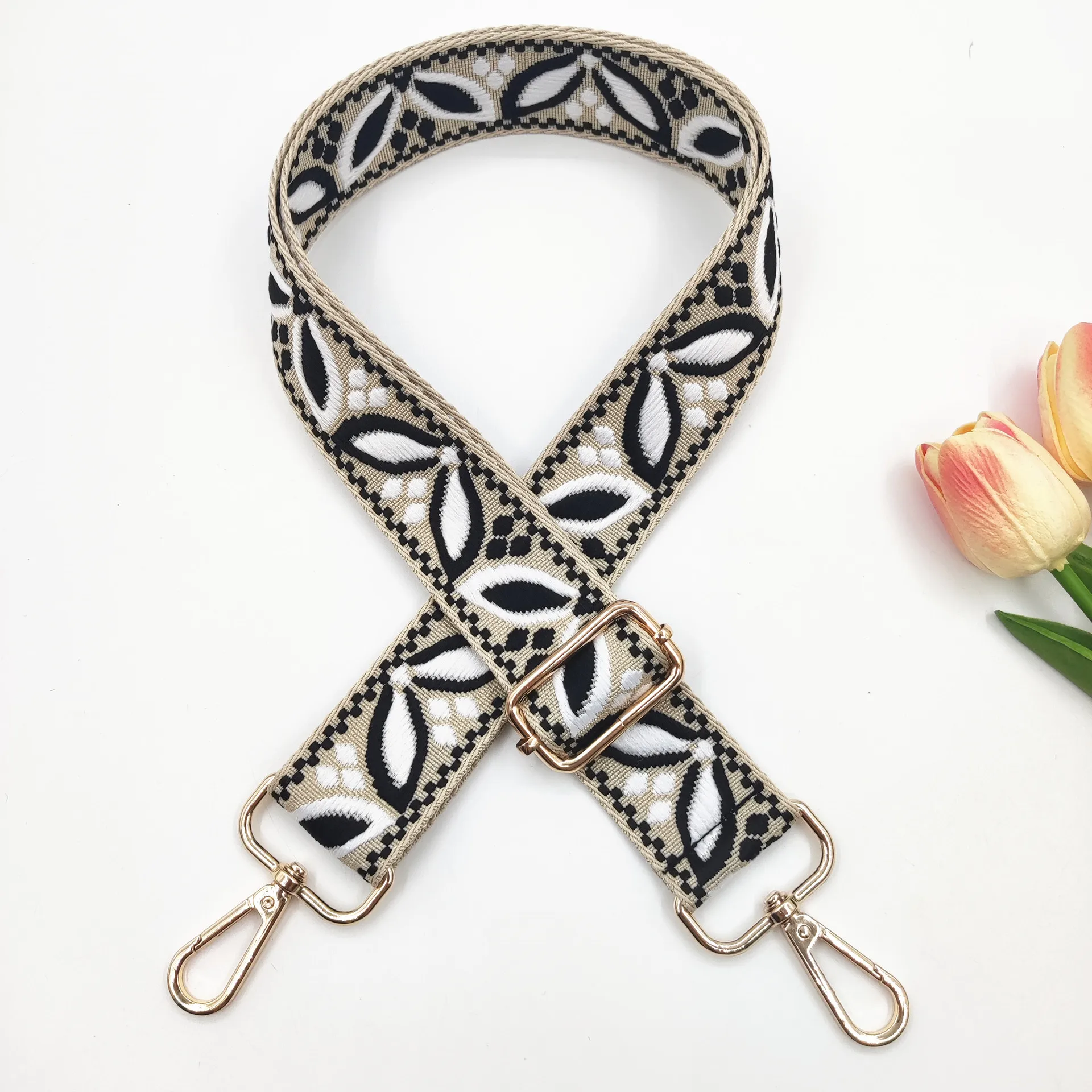 1 Piece 1.50inch Wide Adjustable Handbag Purse Strap Replacement Crossbody Shoulder Strap Magnolia Pattern Jacquarded Strap