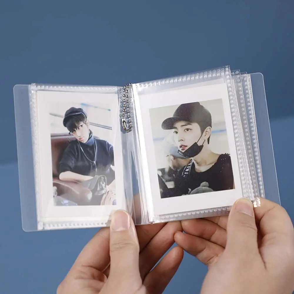 Transparent Mini Photo Organizer Card Holder Photo Collection Frosted cover Photo Album Album Key Ring Key Chain Bag Pendant