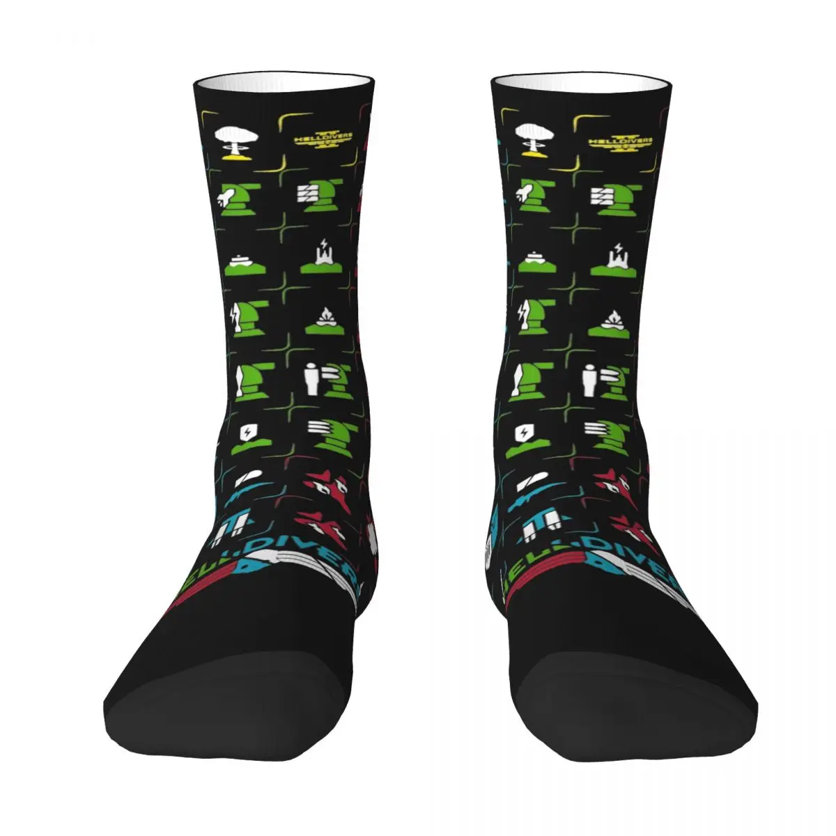 Helldivers Socks Stratagem Icon Casual Stockings Adults Men Warm Soft Outdoor Sports Socks Winter Graphic Anti Bacterial Socks