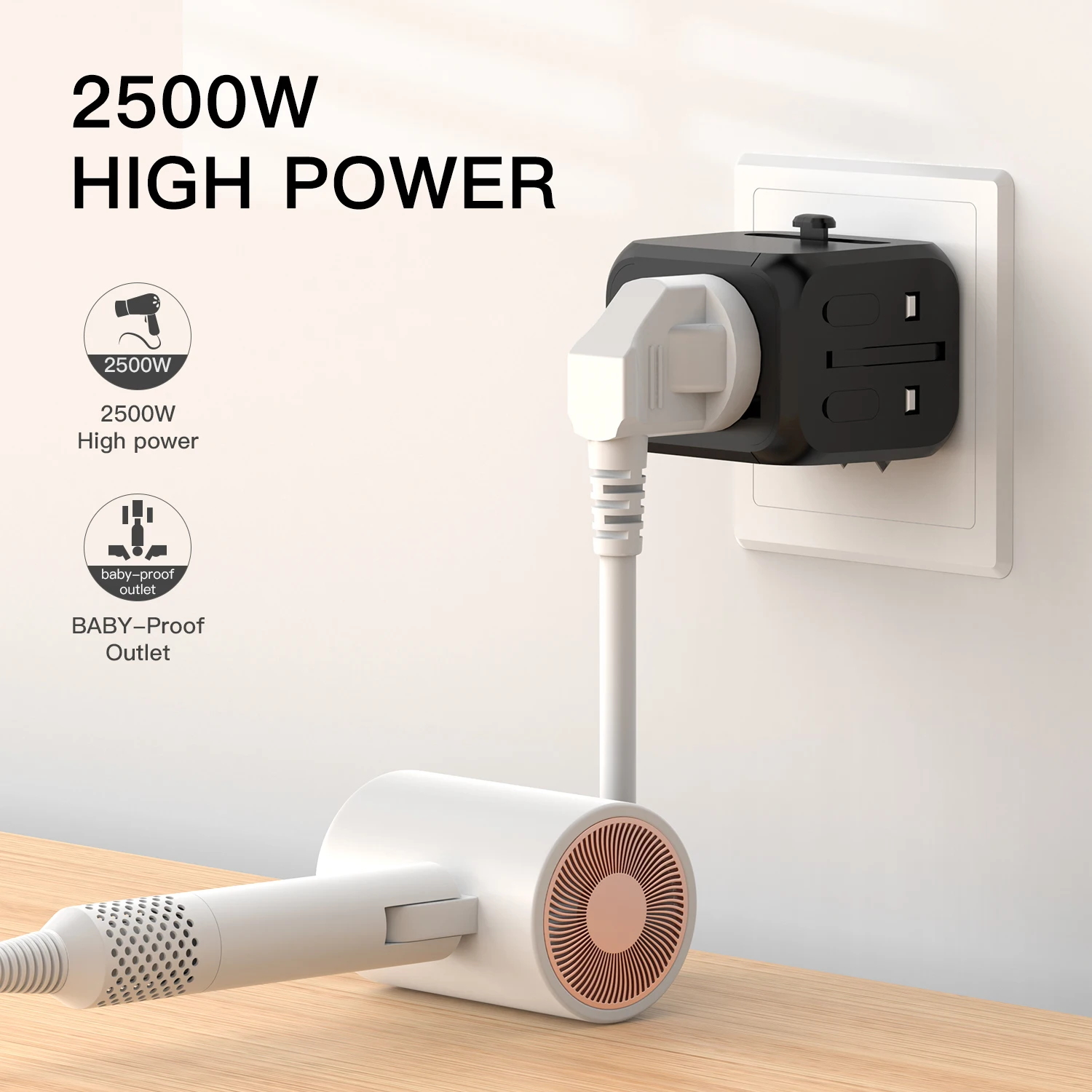 Universal Travel Adapter All-in-One International Wall Charger 2.4A 2 USB-C & USB-A Ports for 200+ Countries 100V-250V EU UK US