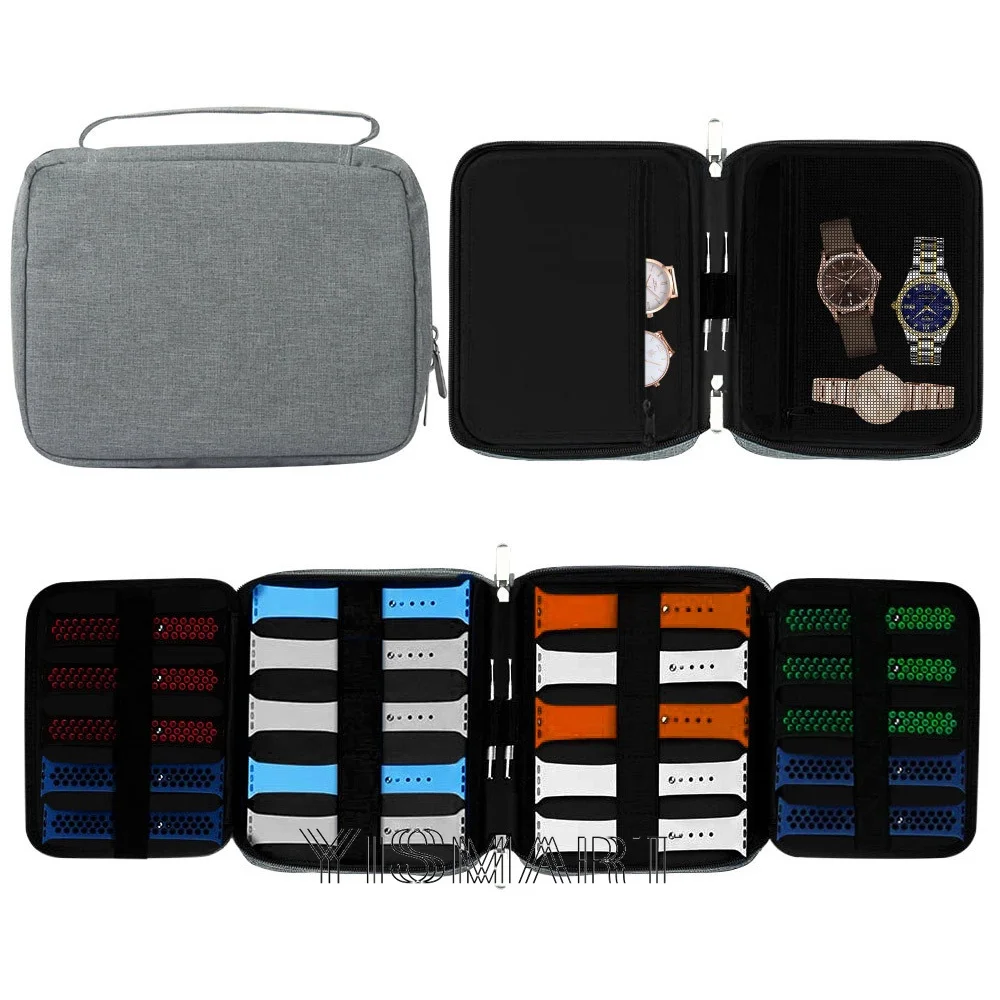 

Portable Travel Watch Storage Bag Cable Collection Box Watch Band Organizer Case Straps Pouch for Apple Watch Gadget Accessories