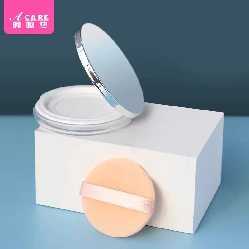 DX01/Loose powder box/B1PQ6-Easy to Use Elastic Net Portable Dry Powder with Mirror Box Flip Net Powder Puff Storage Sub