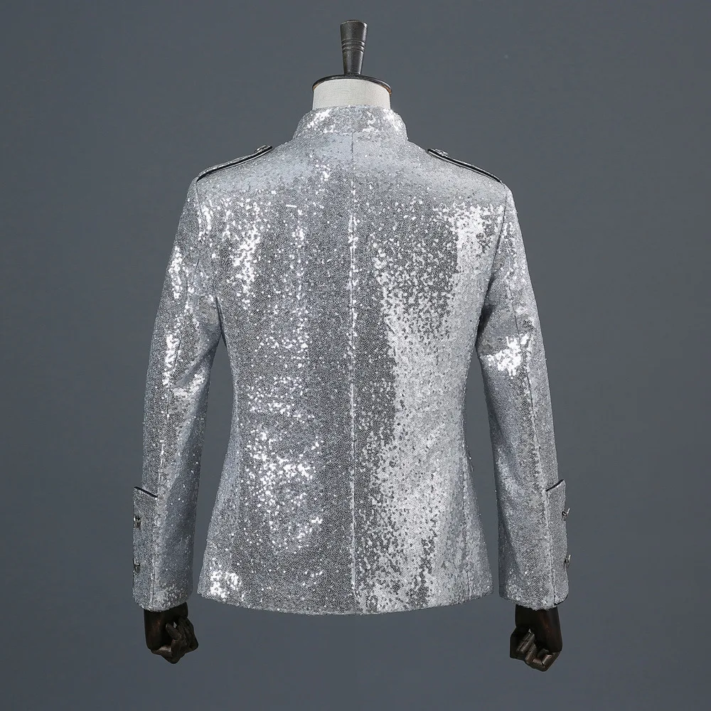 الرجال السترة سليم صالح الترتر طوق حافة الدعاوى رجل معطف DJ المغني ملهى ليلي ازياء رئيس معطف بار التمثيل ثوب الرجال السترة